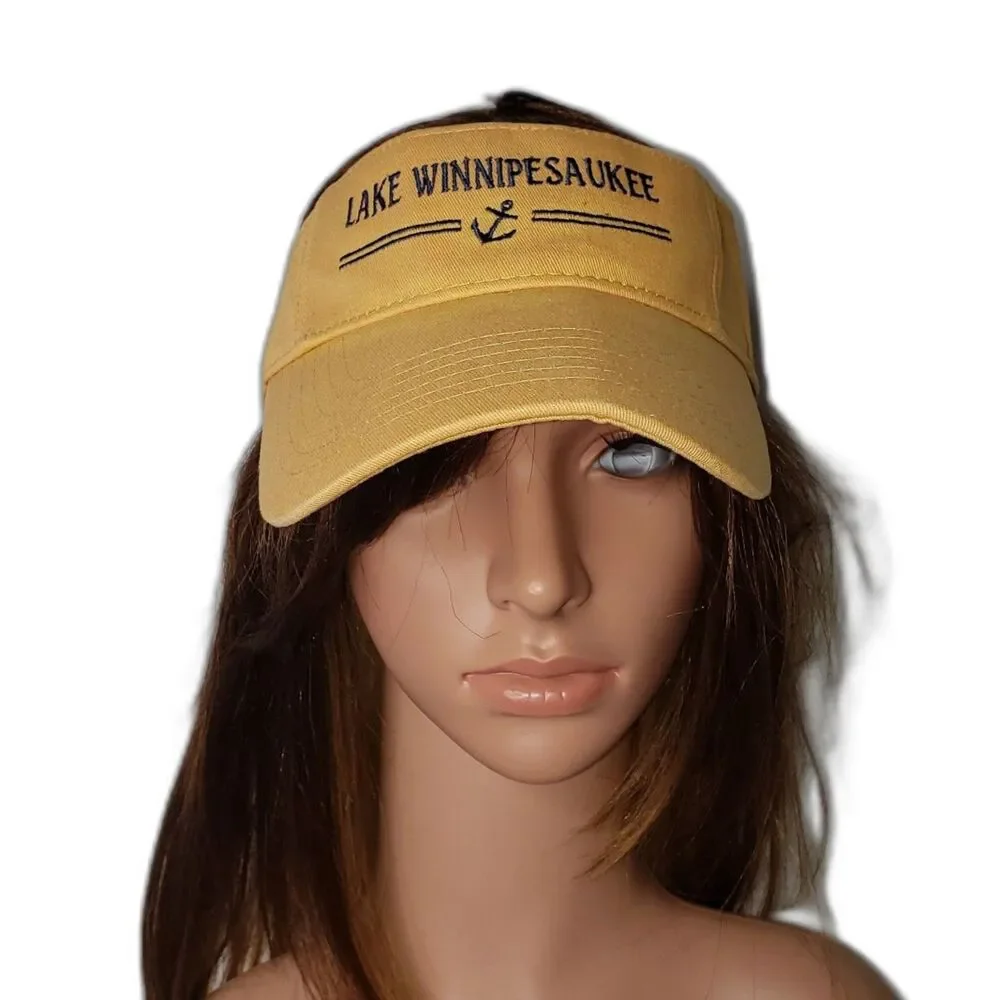 Lake Winnipesaukee NH Gold Nautical Boating Unisex Visor By Continental
